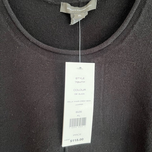 NWT French Connection Della Ribbed Sweater in Black, size XL - Picture 4 of 8